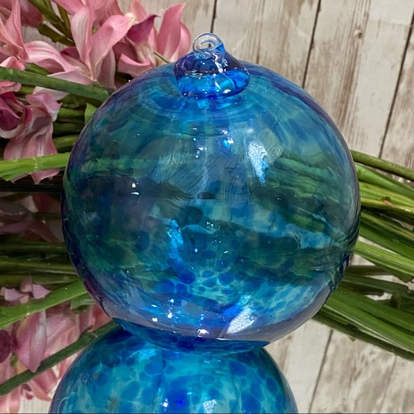 Blue Handblown Heavy Glass 4” Large Ornament - Picture 7 of 12